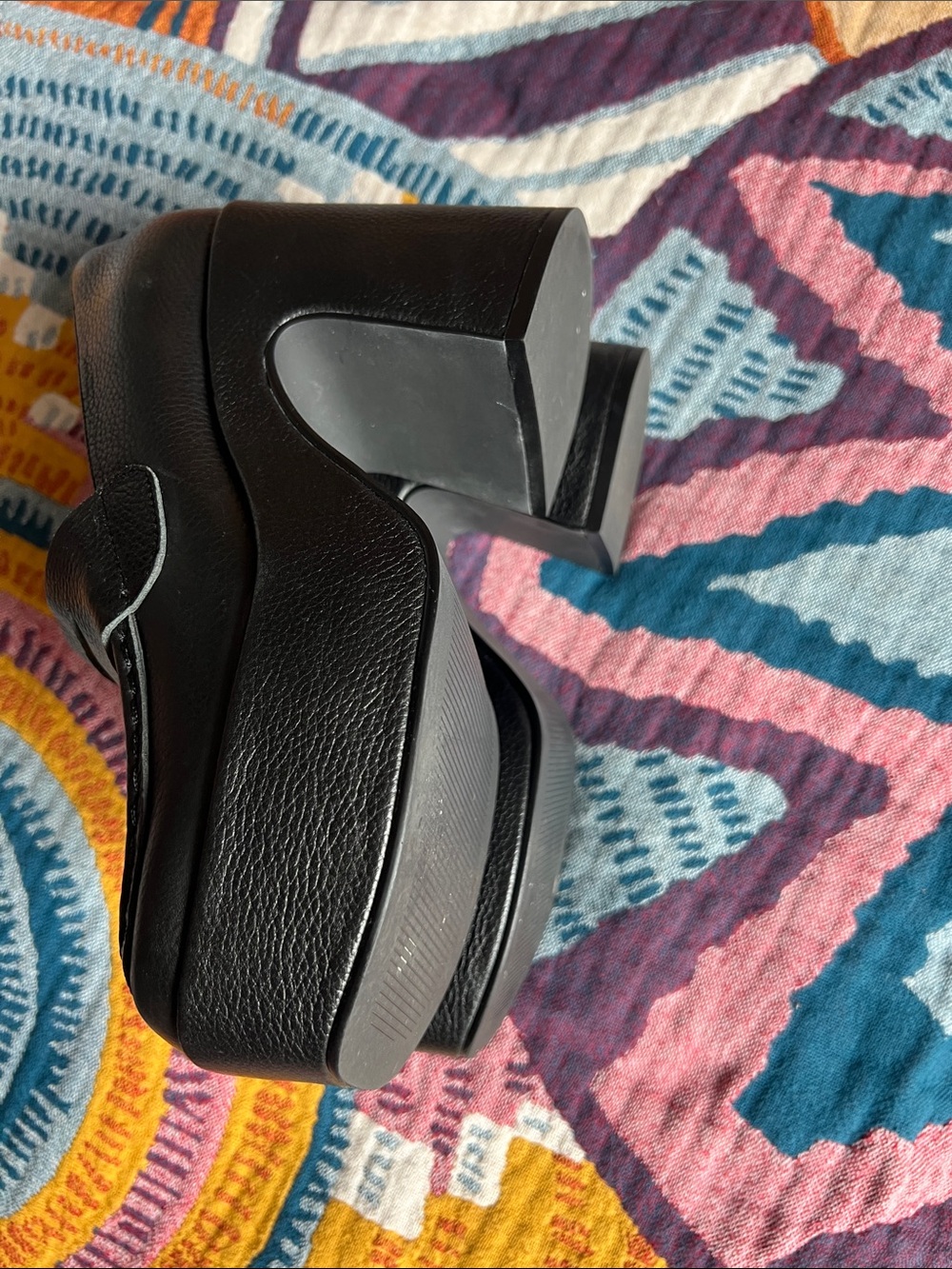 INTENTIONALLY BLANK Black Platform Block Heel Loafer - Picture 11 of 11